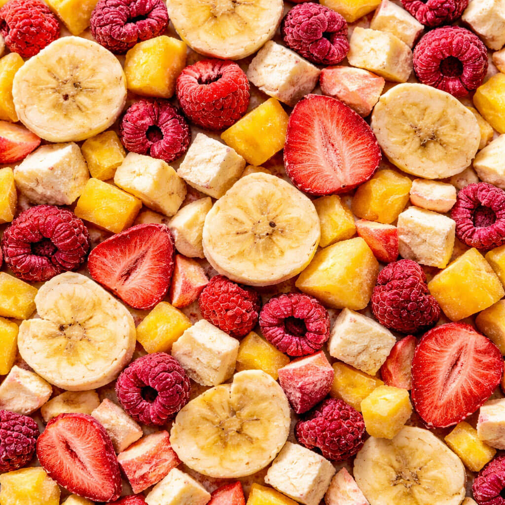 Ingrediente liofilizado, leve e crocante, ideal para snacks, toppings, receitas e apresentações.