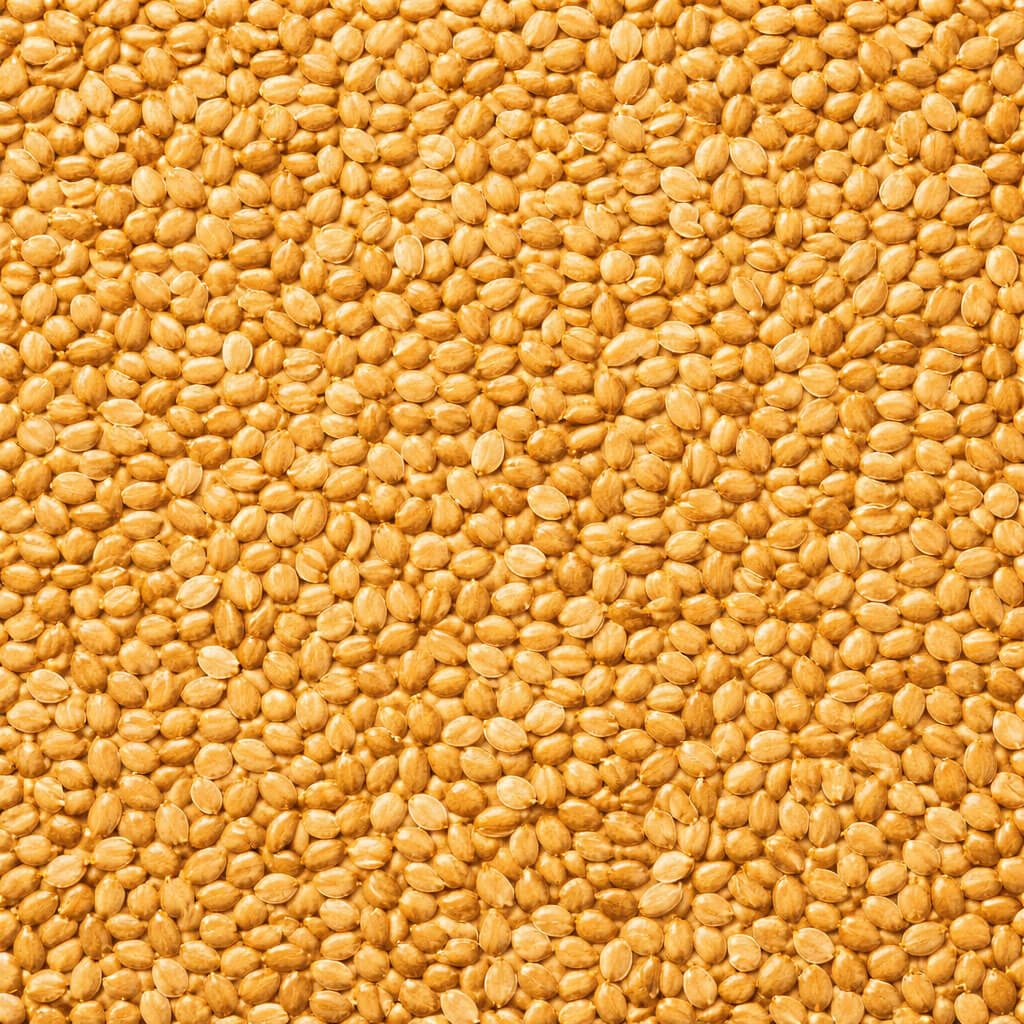 Semente ou fibra natural para complementar preparos, bowls, iogurtes, pães e receitas funcionais.